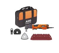 AEG - Outil Multifonction OMNI 300 - Tête Interchangeable, Moteur 300W, Accessoires multiples, Polyvalent pour Découpe, Ponçage, Déjointage - Idéal Chantier et Rénovation