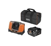 AEG - Pack Batterie 18V 4.0Ah HD + Chargeur Rapide Set L1840SHD - Technologie PRO18V, Protection Thermique et Cellulaire, Indicateur LED, Sac de Transport Inclus