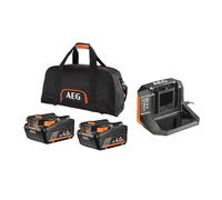 AEG Pack PRO18V 2 Batteries 4,0 Ah et Chargeur SETLL1840S Sac de Rangement | Rotation continue sans temps mort, protection thermique contre la surchauffe, toute la gamme PRO18V, sac fourni, chantier