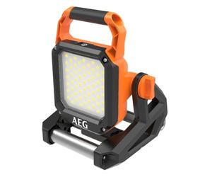 AEG Projecteur PRO18V 2500 Lumens 63 LED BAL18-0 Orange (Sans batterie) | Panneau 63 diodes, pivotement 270°, 2 crochets robustes, usage mains libres, atelier, garage et chantier, corps seul