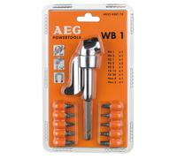AEG Renvoi d'Angle WB1 pour Vissage et Perçage à 90 Degrés avec 10 Embouts | Accès aux espaces confinés, tiroirs et coins de murs, compatible perceuses et visseuses, 10 pointes 25 mm fournies, blister