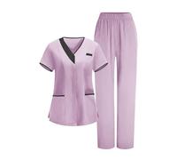 AEGJEGVD 2026 Uniforme Médicale Femme Ensemble Pantalon + Haut Infirmière Medicale Femmes Vêtements de Travail Uniformes Aide-Soignante Professionnelle Infirmière Esthétique Tenue Complète