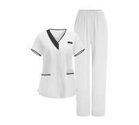 AEGJEGVD 2026 Uniforme Médicale Femme Ensemble Pantalon + Haut Infirmière Medicale Femmes Vêtements de Travail Uniformes Aide-Soignante Professionnelle Infirmière Esthétique Tenue Complète
