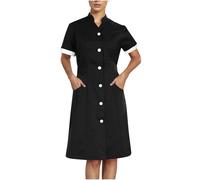 AEGJEGVD Robe Médicale Femmes Soldes Robe Blouse Medicale Femme Col en V Banche Manche Courte Uniforme de Travail Blouses Infirmiere Femme Professionnelle D'Infirmière Uniforme de Travail Pas Cher