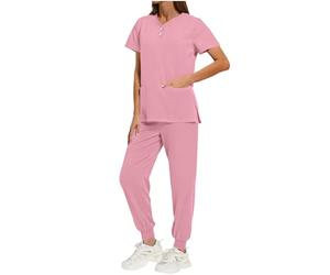 AEGJEGVD Uniforme Médicale Femme Ensemble Pantalon + Haut Infirmière Medicale Femmes Vêtements de Travail Uniformes Aide-Soignante Professionnelle Infirmière Esthétique Tenue Complète