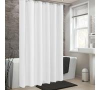 AEKDCL Rideau Douche Anti Moisissure en PEVA 130x190cm/51x75in(WxH) Blanc Rideau de Douche Tissu Polyester Imperméable Lavable en Machine pour Baigoire Angle Salle de Bain avec 12 Crochets
