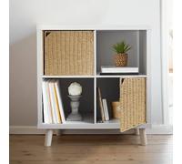 AELS Lot de 2 portes en fibre naturelle tissées à la main pour étagère de rangement cubique IKEA Kallax, 33 cm, housse en paille bohème pour bibliothèque et bibliothèque ouverte, décoration