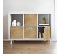 AELS Lot de 4 Portes en Fibre Naturelle tissées à la Main pour étagère de Rangement cubique IKEA Kallax, 33 cm, Housse en Paille bohème pour bibliothèque et bibliothèque Ouverte, décoration