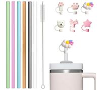 AEMCHDM 13 Pièces 31cm Bouchon Paille Stanley Plastique, Bouchon Gourde Stanley Cup Anti Fuite 10mm, Couvercle pour Paille Stanleys Cup avec 1 Brosse, pour Cupde 40 oz et 30 oz, Sans BPA