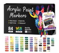 Aemmbon Mon Petit Curieux Feutre Acrylique, Zéro Traversée，84(168color) | Marqueurs Peinture Acrylique 2 En 1 Pour Coloriage Et DIY Créatifs, Couleurs Vives Et Opaques, Pour Papier, Bois, Pierre