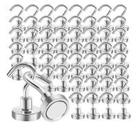 Aenienoe 55 Pièces Crochet Magnétique Aimant Puissant Neodyme Crochet pour Frigo Cuisines Bureau École Croisière Robuste au Plafond Argenté 16mm