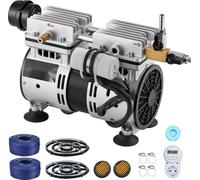 Aérateur de bassin - Kit de système d'aération pour bassin - Compresseur d'air 590 W - Tuyau à air 30,5 m - 2 plaques diffuseurs nano 360° - Pour la circulation de l'oxygène dans les bassins et jardin