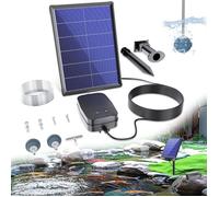 Aérateur de bassin - Pompe à oxygène solaire - 4 W - Pompe à oxygène avec batterie - 3 modes - 2 pierres à air pour étang de