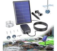 Aérateur de bassin - Pompe à oxygène solaire - 4 W - Pompe à oxygène avec batterie - 3 modes - 2 pierres à air pour étang jardin