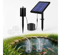 Aérateur de bassin solaire avec 2 pierres à bulles d'air, kit de pompe à air étanche IP64, pompe à oxygène solaire multifonctionnelle portable, 3 modes d'oxygène, 35 dB silencieux, pour jardin