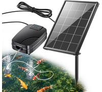 Aérateur de bassin solaire - Pompe à air pour bassin - Apport d'oxygène pour les poissons - Avec batterie de secours - 2200 mAh - Noir