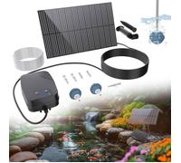 Aérateur de bassin solaire - Pompe à oxygène avec batterie 1500 mAh - Panneau en verre de 2 W - Tuyau de 3 m - IPX5 - Silencieux