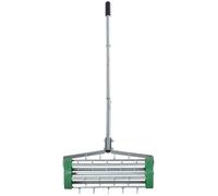Aérateur de gazon Zimilo avec rouleau à picots, scarificateur manuel, poignée de 139 cm, largeur de travail de 42,5 cm, aérateur de gazon à roulettes, acier, vert/argent