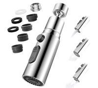Aérateur de Robinet, 360° Pivotant Embout Robinet Cuisine avec 3 Modes Douchette Mousseur Robinet Economie Eau, Adaptateur Economiseur D'eau Pour Robinet Salle De Bain lavabo (Argent)