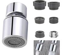 Aérateur de Robinet 360° Pivotant Embout Robinet Cuisine | avec 6 Pièces Adaptateur Robinet Cuisine Mousseur Robinet Economie Eau 22mm pour Salle de Bain Lavabo Éviers de Cuisine