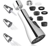 Aérateur de Robinet Pivotant à 360°, Embout Robinet Cuisine avec 3 Modes, Douchette Mousseur Robinet Economie Eau, Adaptateur de Rallonge de TêTe de Robinet Salle De Bain lavabo (Argent)