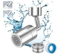 Aérateur de Robinet Pivotant à 720 °,Aérateur Grand Angle, Double Fonction, Mousseur Rotatif,avec Adaptateurs de Buse M24,Argent