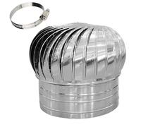 aérateur de toit à turbine, Stainless steel exhaust cap 304 round grille louvered vent DIY easy hookup kit and(7.9inch(200mm))