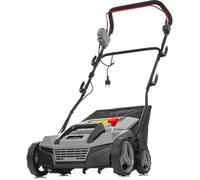 Lehmann Scarificateur Électrique 2-en-1, 1800 W, Largeur de Travail 38 cm, Réglage de Profondeur sur 5 Niveaux, 3500 TR/Min, Bac 48 L, Rouleaux à 20 Lames et d’Aération, Gris