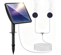 Aérateur solaire pour étang, indice de protection IPX6, 3 modes de fonctionnement, charge USB, 2 diffuseurs d'air