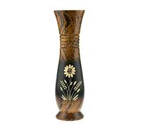 AeraVida Vase à Fleurs en Bois de manguier | Marron Noir | Rond | Moderne, Floral | Fait à la Main | Vase d'intérieur