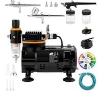 Aérographe Professionnel - DUOKU - Double Action - Compresseur Inclus - 120W - Noir