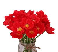 Aeromdale 10pcs Artificielle Fleur Coquelicot en PU Fleur Bouquet Pavot Artificielle Décoration pour Mariage Maison Vacances- Rouge