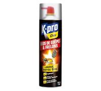 K.PRO Aérosol foudroyant choc nids de guêpes et frelons 500ml, Jet longue portée jusqu'à 6 mètres, Efficace contre frelons asiatiques, Action immédiate, Issu des techniques professionnelles