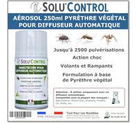 Aérosol Insecticide 250 ml au Pyrèthre Végétal - Compatible Diffuseur Automatique - Action Choc Contre Volants et Rampants