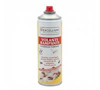 Aérosol Insecticide Volants et Rampants 500ml EXCELLIUM PROFESSIONNEL | Volants et rampants · Double action rémanente · Prêt à l'emploi · Usage intérieur · 500 ml