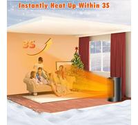 Aérotherme 1500 W, radiateur soufflant ECO, économie d'énergie, silencieux, chauffage céramique PTC, LED électrique tactile, oscillation 70°, minuterie 24 heures, thermostat, 3 modes, protection multi