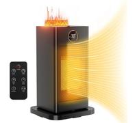 Aérotherme céramique - Chauffage électrique - 1500 W - 28,5 cm de hauteur - 3 niveaux - Télécommande - Minuterie 1-12 h - Humidificateur - Gris foncé