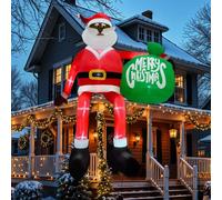 AerWo Décoration de Noël gonflable géante de 4 m, Père Noël grimpant noir avec lumières LED, grande décoration de Noël pour cour, jardin, pelouse