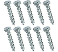 AERZETIX - C44554 - Lot de 10 - Tirefonds/vis à bois M5x30mm - à tête hexagonale 6 pans - DIN571 - en acier-zingué - assemblage fixation charpente ossature contreplaqués agglomérés