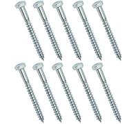 AERZETIX - C44556 - Lot de 10 - Tirefonds/vis à bois M5x50mm - à tête hexagonale 6 pans - DIN571 - en acier-zingué - assemblage fixation charpente ossature contreplaqués agglomérés