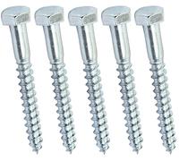 AERZETIX - C44585 - Lot de 5 - Tirefond/vis à bois M8x70mm - à tête hexagonale 6 pans - DIN571 - en acier-zingué - assemblage fixation charpente ossature contreplaqués agglomérés
