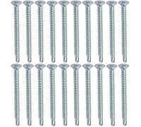 AERZETIX - C44708 - Lot de 20 - Vis à tôle autoperceuses Ø4.8x60mm à tête fraisée - DIN 7504 P - à empreinte PH/cruciforme - en acier zingué - bardage tôle ossature métallique - couleur argent