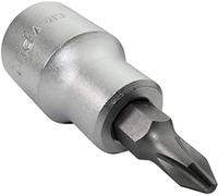 Aerzetix - C45083 - Douille Tournevis 1/2 pour vis Cruciforme Phillips - Monobloc PH2x55mm - Embout pour liquet Manuelle/Pneumatique - en Acier CR-V - Couleur Argent