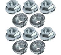 AERZETIX - C49638 - Lot de 10 écrous hexagonaux à collerette/embase crantée M4 Ø extérieur 10mm - en acier au carbone - écrou de sécurité autofreiné