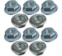 AERZETIX - C49642 - Lot de 10 écrous hexagonaux à collerette/embase crantée M5 Ø extérieur 11mm - en acier au carbone - écrou de sécurité autofreiné