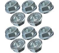 AERZETIX - C49643 - Lot de 10 écrous hexagonaux à collerette/embase crantée M6 Ø extérieur 13mm - en acier au carbone - écrou de sécurité autofreiné