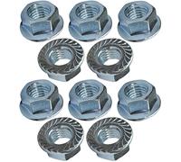 AERZETIX - C49646 - Lot de 10 écrous hexagonaux à collerette/embase crantée M12 Ø extérieur 25mm - en acier au carbone - écrou de sécurité autofreiné