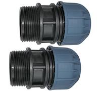 AERZETIX - C51914 - Lot de 2 Manchon/adaptateur fileté - Réducteur de compression droit - raccord filetage mâle 1 1/2" - pour tuyau d'eau Ø32mm - en polypropylène - connecteur/réparateur