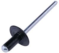 AERZETIX - C57089 - Lot de 50 Rivets aveugles standard Ø4x8 mm à collerette plate large 12 mm - en acier/aluminium - rivet pop - rivet à rupture de tige - couleur noir RAL 9005