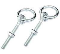 AERZETIX - C58293 - Lot de 2 Anneaux d'écurie à écrou et rondelle M10x83 mm - piton à oeil avec anneau pour cadenas - filetage métrique - en acier - fixation murale plafond tendeur